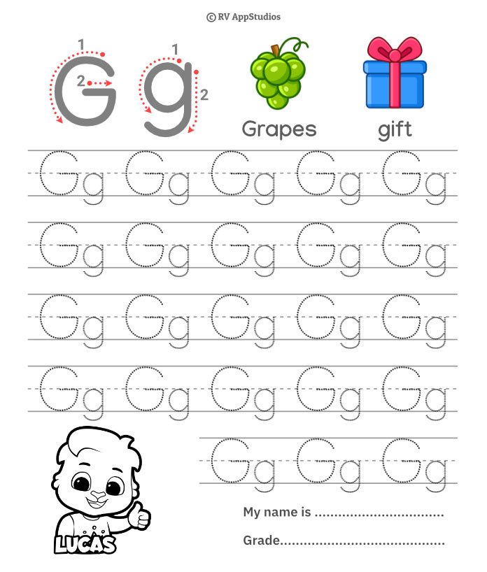 Alphabet Gg Letter Printable Letter Gg Tracing Worksheets