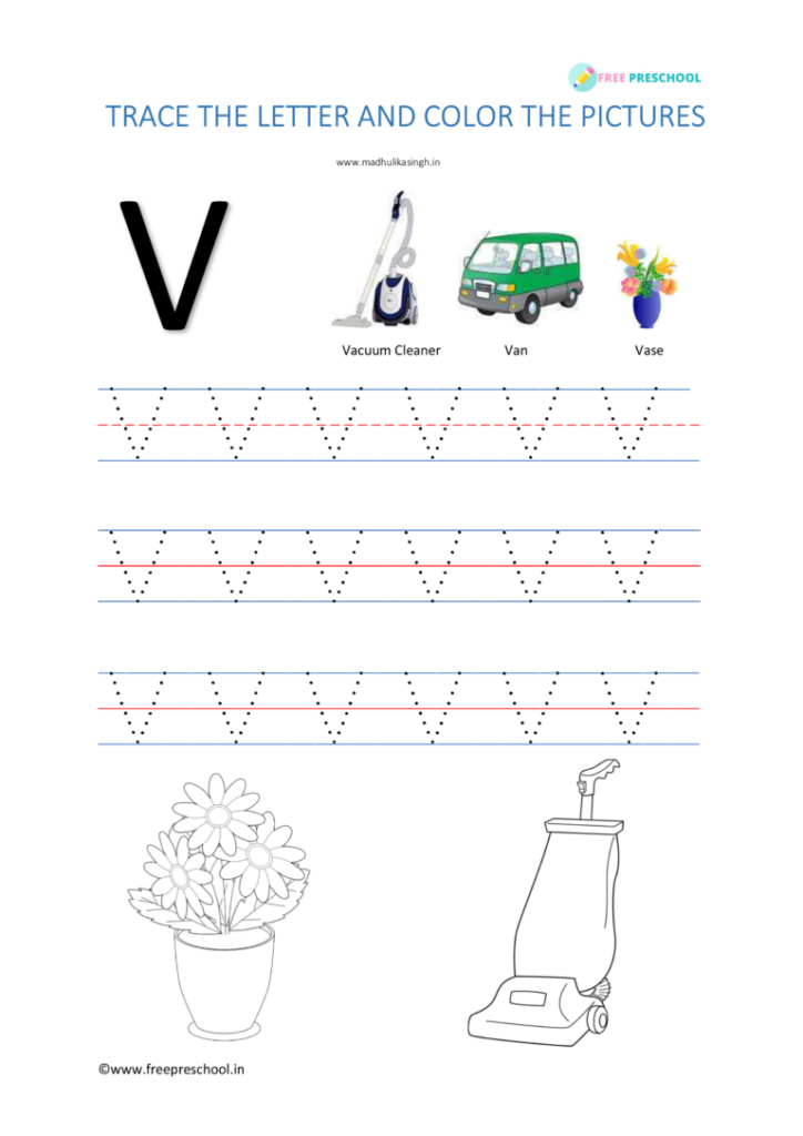 Alphabet Tracing Letter Vv Free Preschool