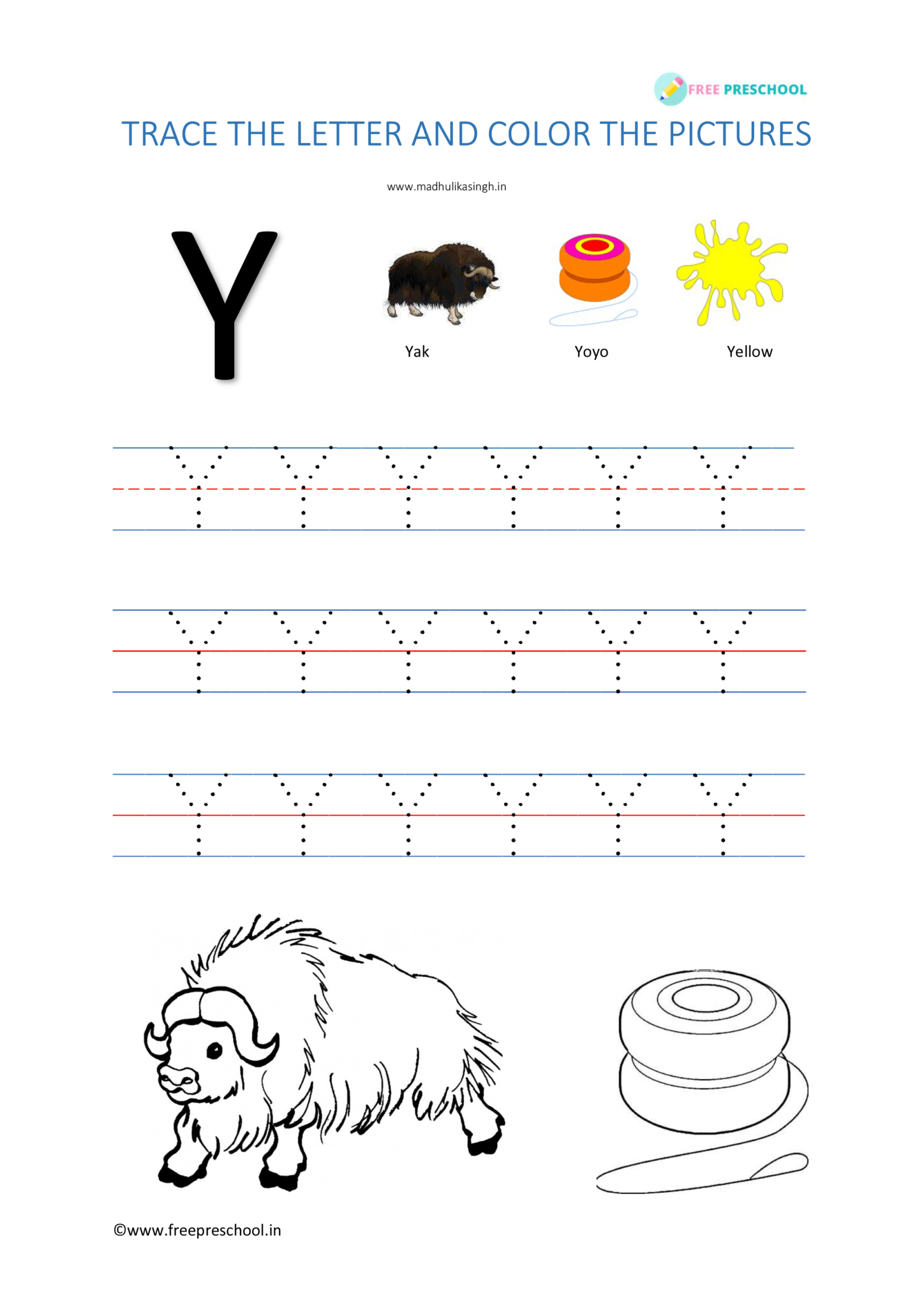 Alphabet Tracing Letter Yy Free Preschool