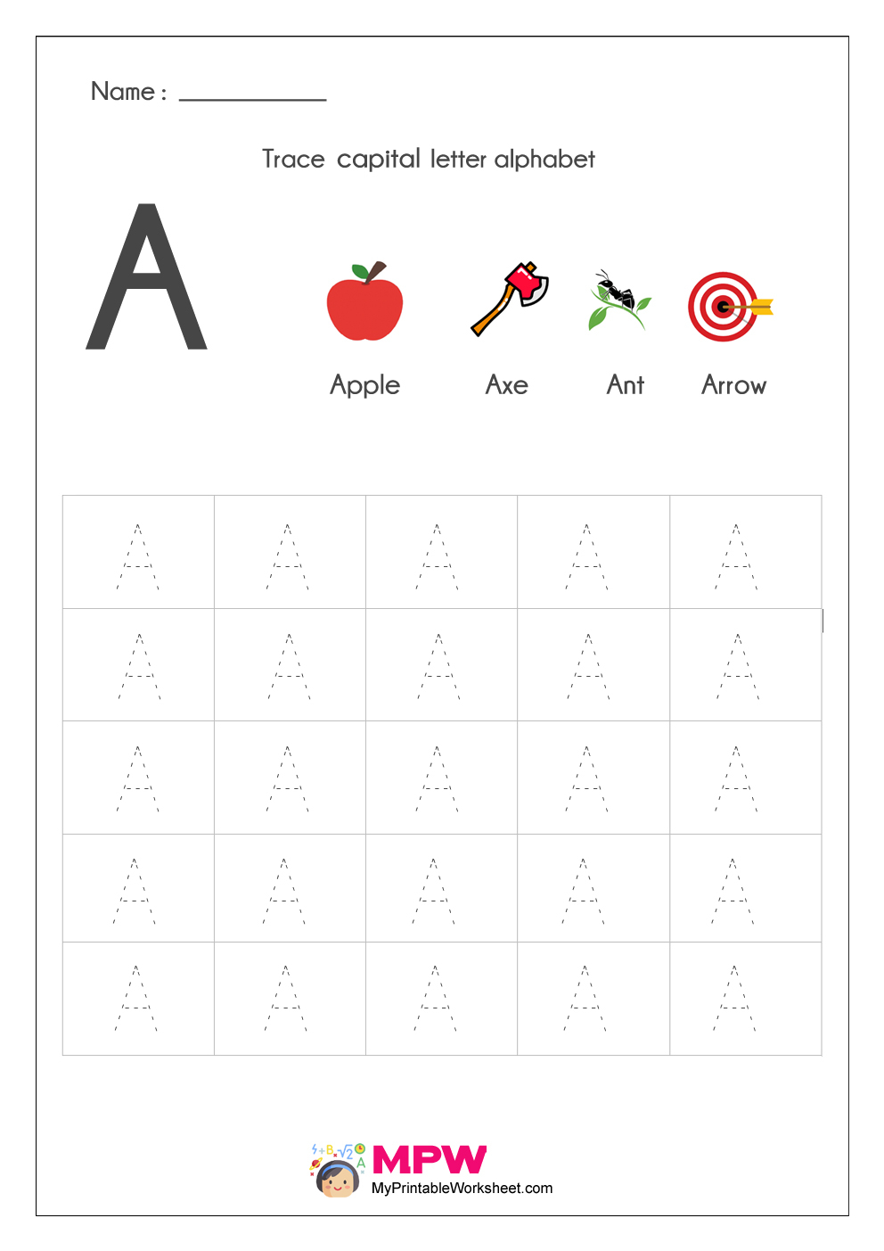 Capital Letter A Tracing Worksheet Dot To Dot Name Tracing Website
