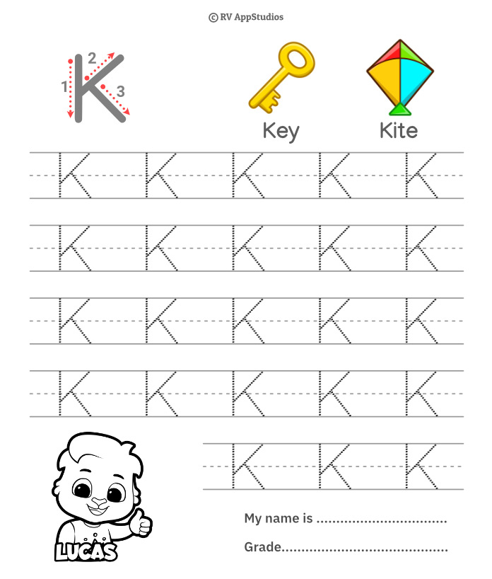 Capital Letter K Tracing Worksheet Trace Uppercase Letter K
