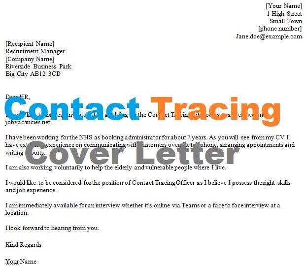 Contact Tracing Cover Letter Example Icover uk