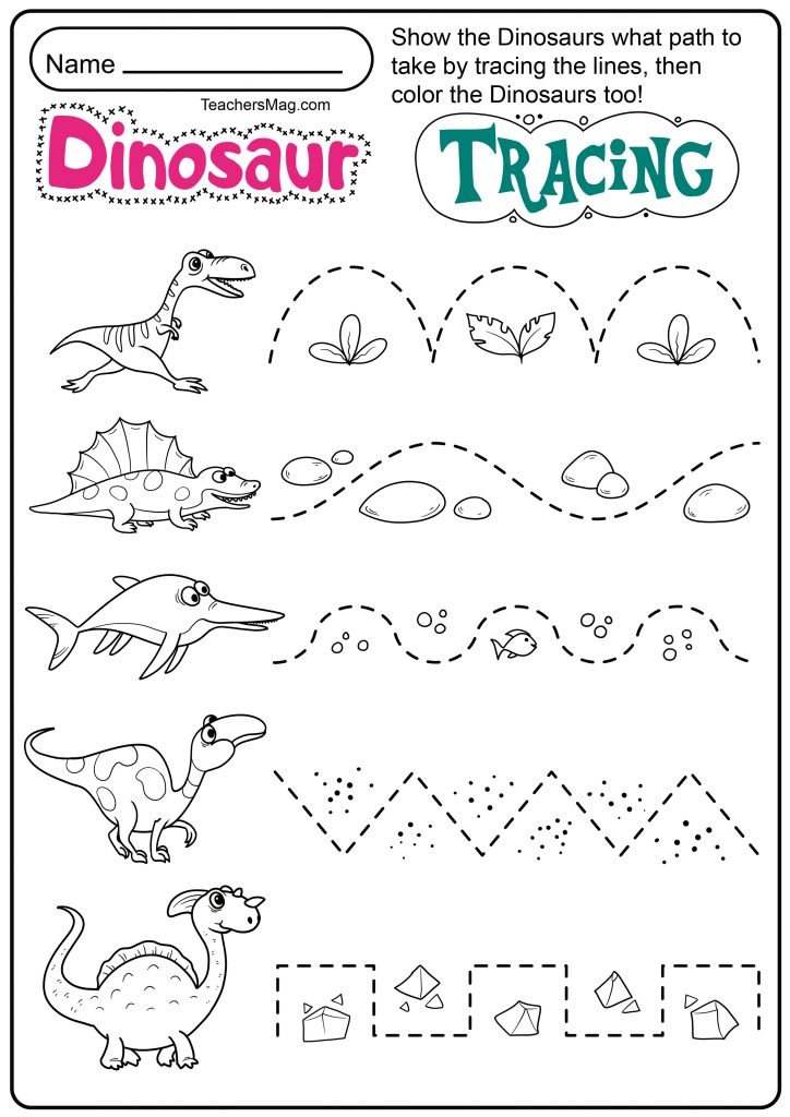 Dinosaur Letters Number Tracing Worksheets TeachersMag