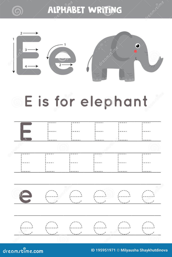 Engels Alfabet Vinden Letter E Is Voor Olifant Vector Illustratie 