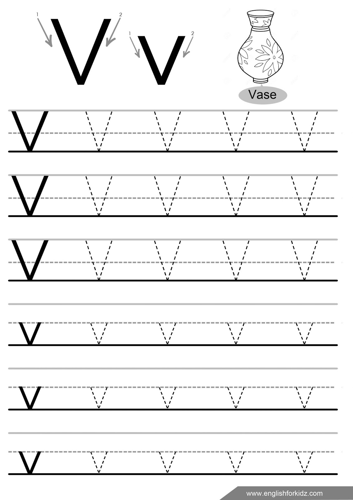 English For Kids Step By Step Letter Tracing Worksheets Letters U Z 