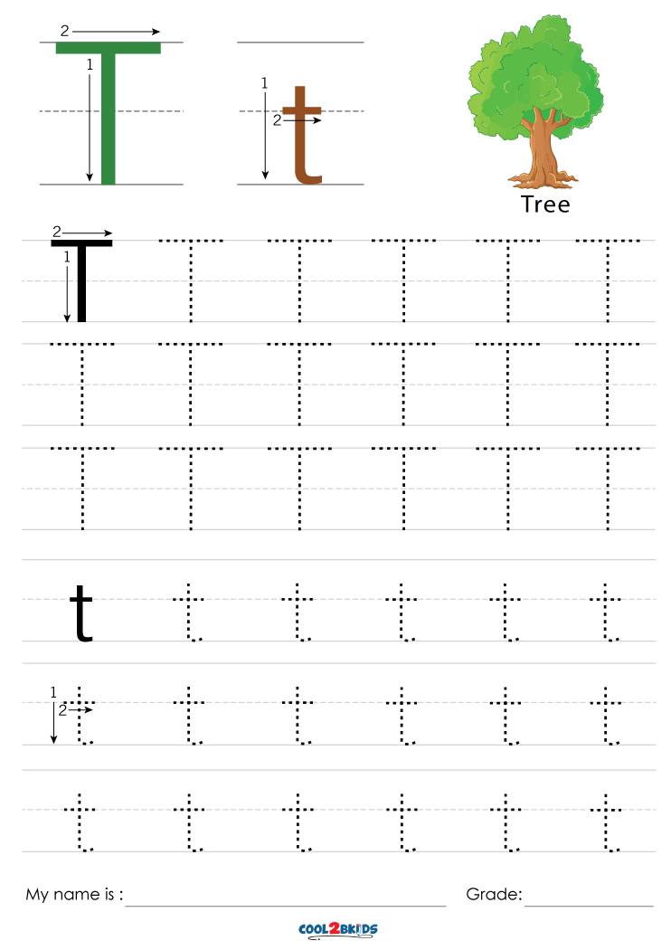 Free Printable Letter T Tracing Worksheet