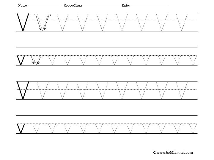 Free Tracing Letter V Worksheet