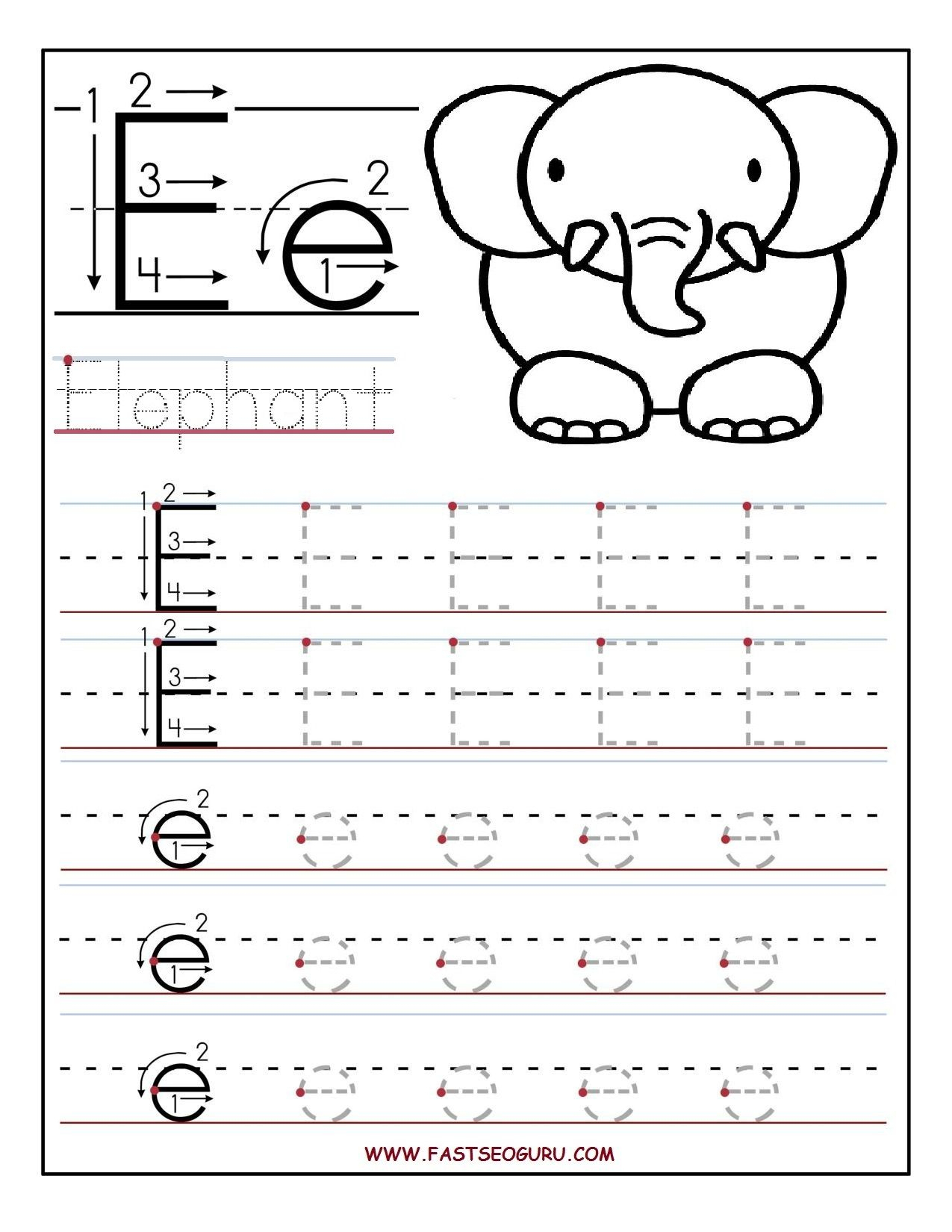 Letter E Tracing Worksheets Pdf Tripmart