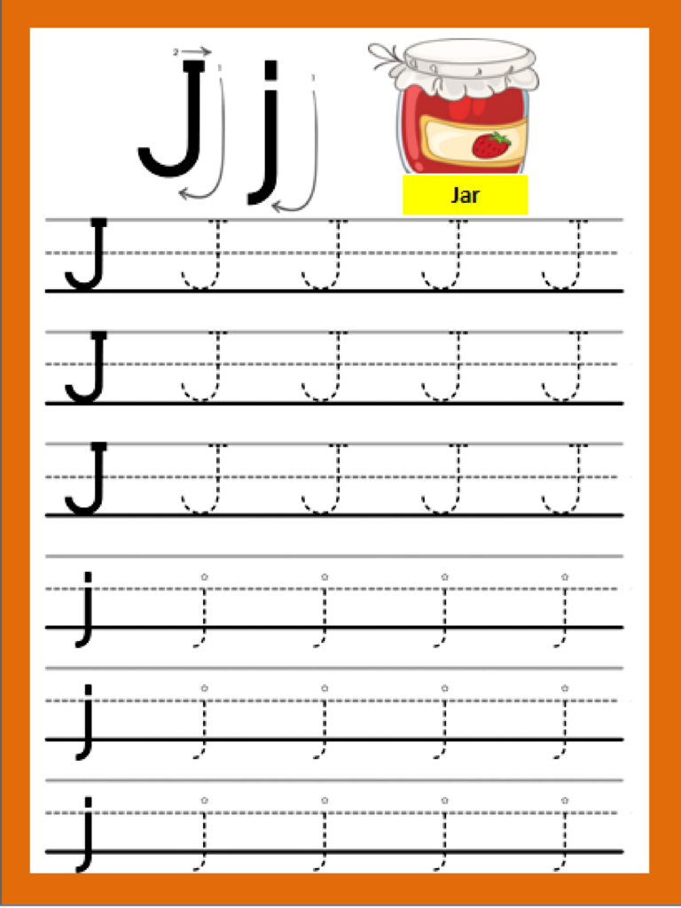 Letter Jj In 2020 Letters For Kids Lettering Tracing Letters