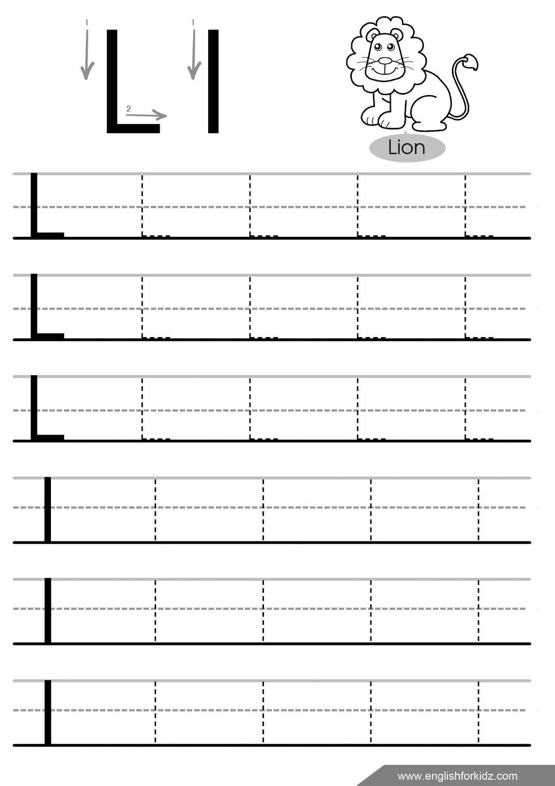 letter L Worksheets Letter Tracing Worksheets