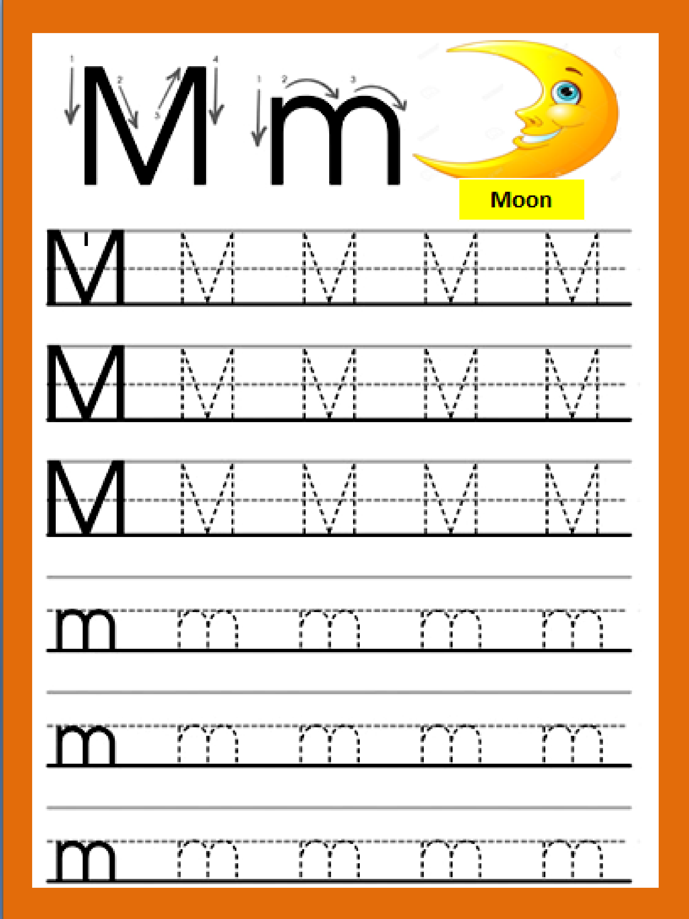 Letter Mm Alphabet Worksheets Preschool Letters For Kids Tracing