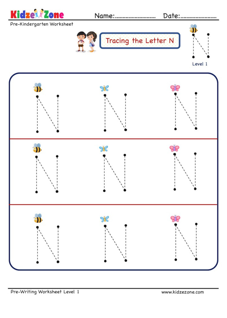 Letter N Tracing Worksheet KidzeZone