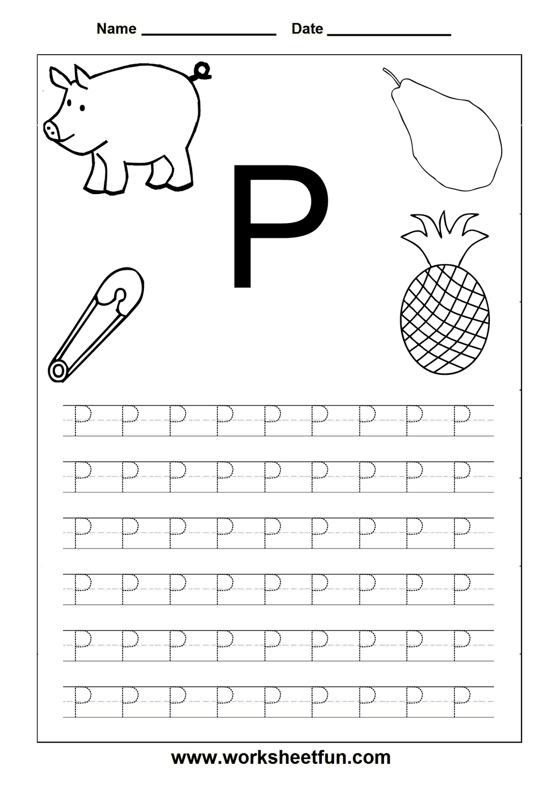 Letter P Popcorn Tracing Worksheet Dot To Dot Name Tracing Website