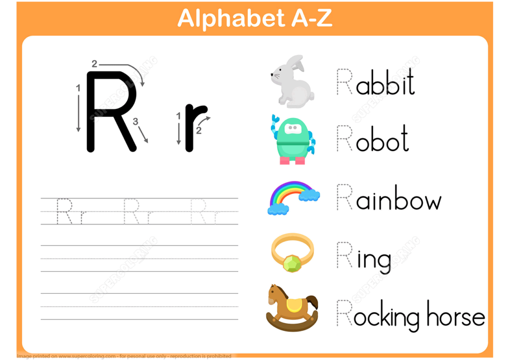Letter R Tracing Worksheet Free Printable Puzzle Games