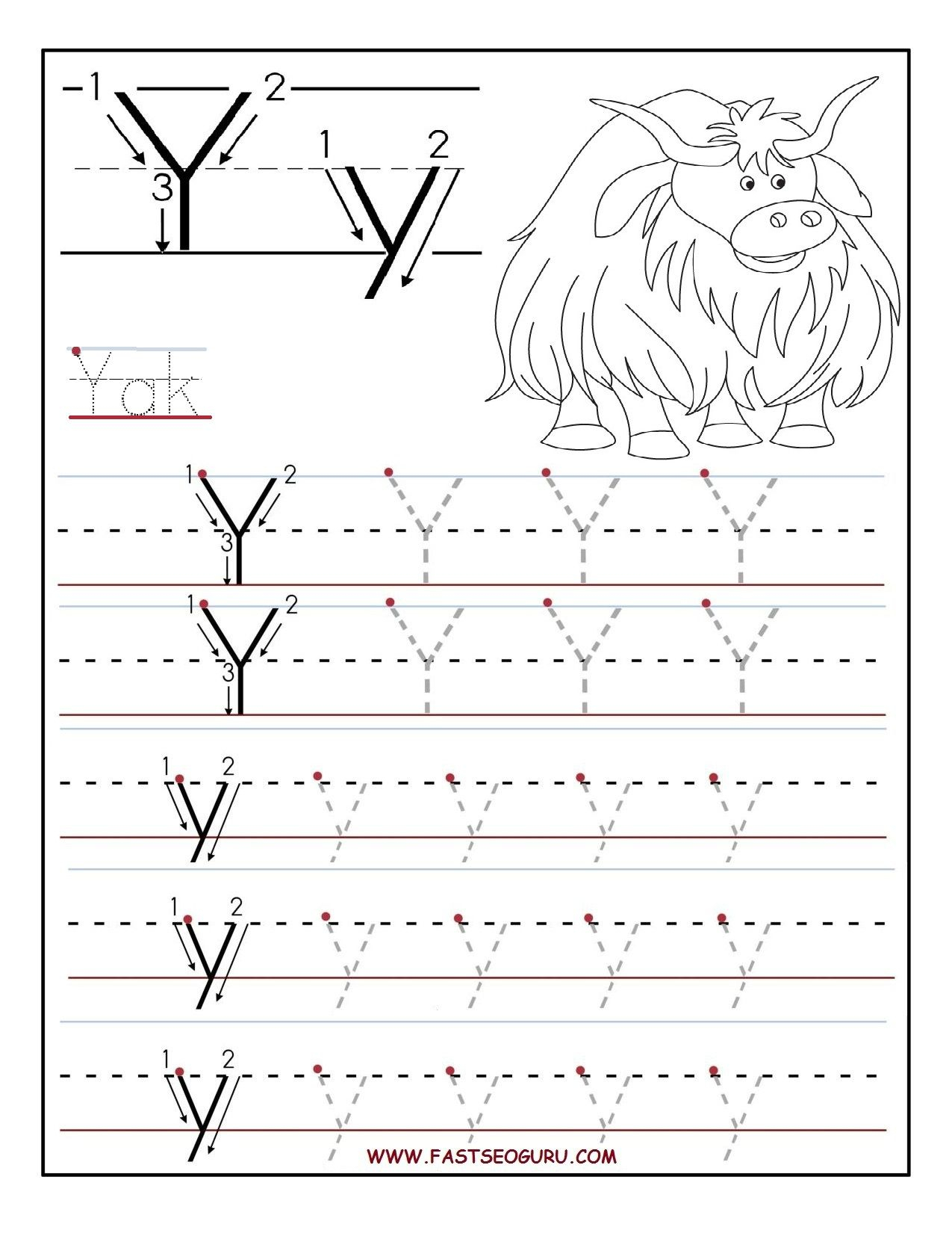 Letter Y Tracing Worksheets For Preschool Dot To Dot Name Tracing Website