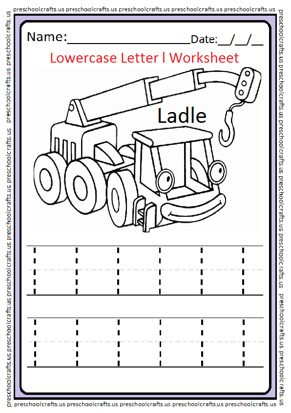 Tracing Lowercase Letter L - Letter Tracing Worksheets