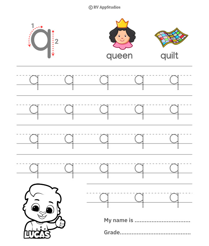 Lowercase Letter Q Tracing Worksheets Trace Small Letter Q Worksheet