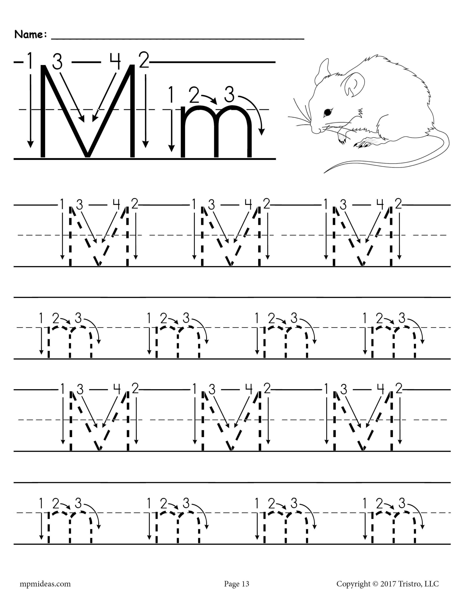 Nice Tracing Letter M Oval Shape Worksheet For Preschool