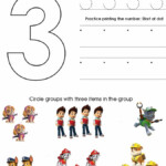 Paw Patrol Number Worksheet 3 Numbers Preschool Preschool Worksheets