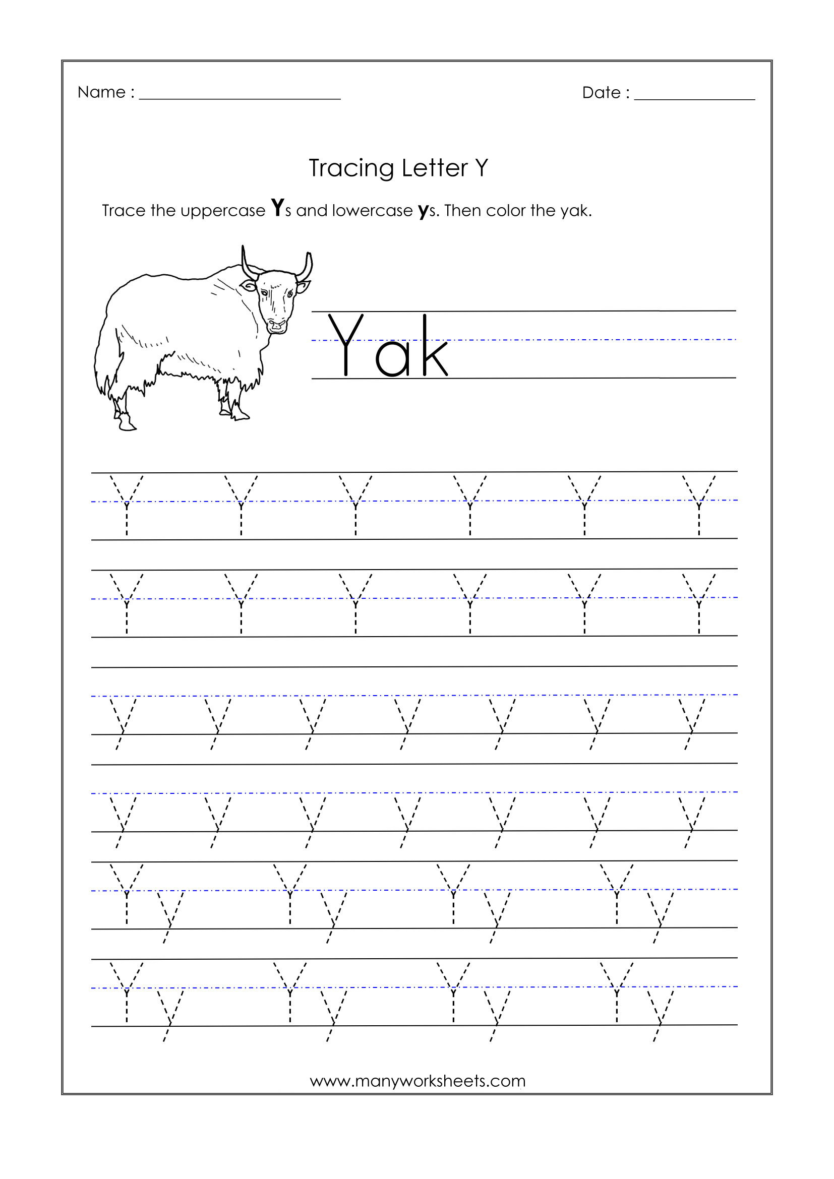 Practice Tracing The Letter Y Worksheets 99worksheets Printable 