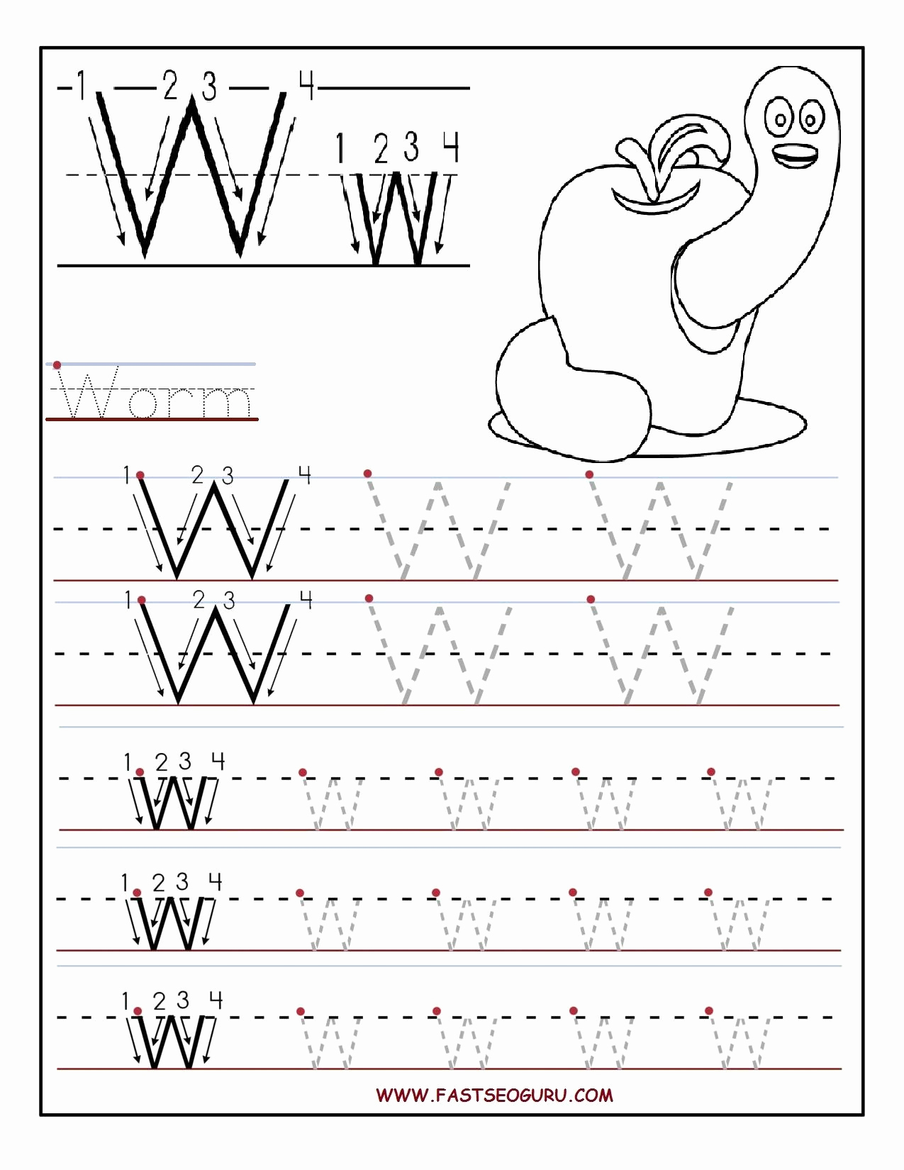 Prek Letter W For Washington Tracing Worksheet Name Tracing Generator 