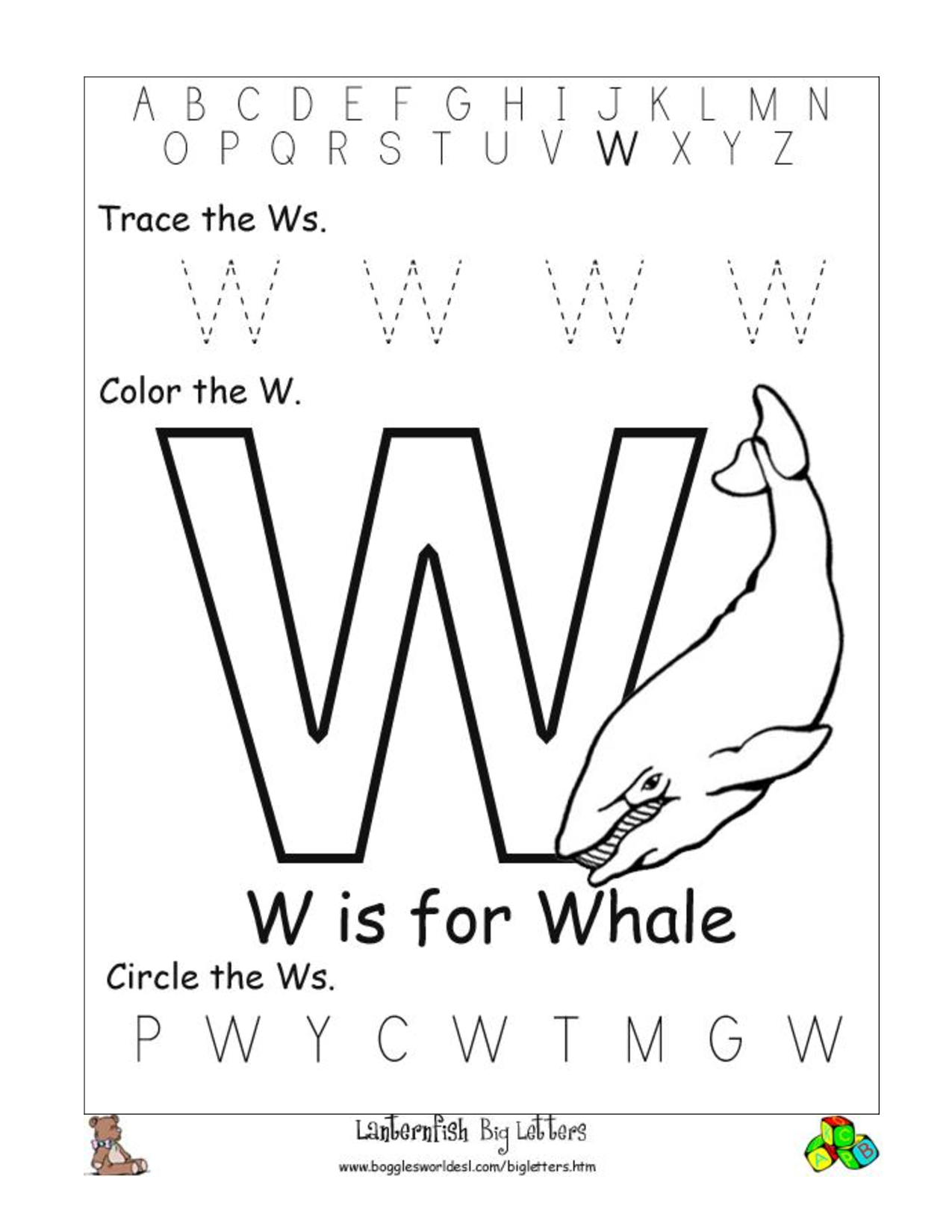 Prek Letter W Tracing Worksheet Dot To Dot Name Tracing Website