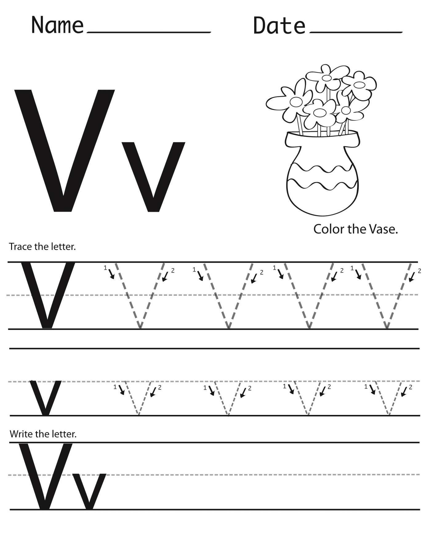 Preschool Worksheet Letter V And Letter V Worksheets To Print