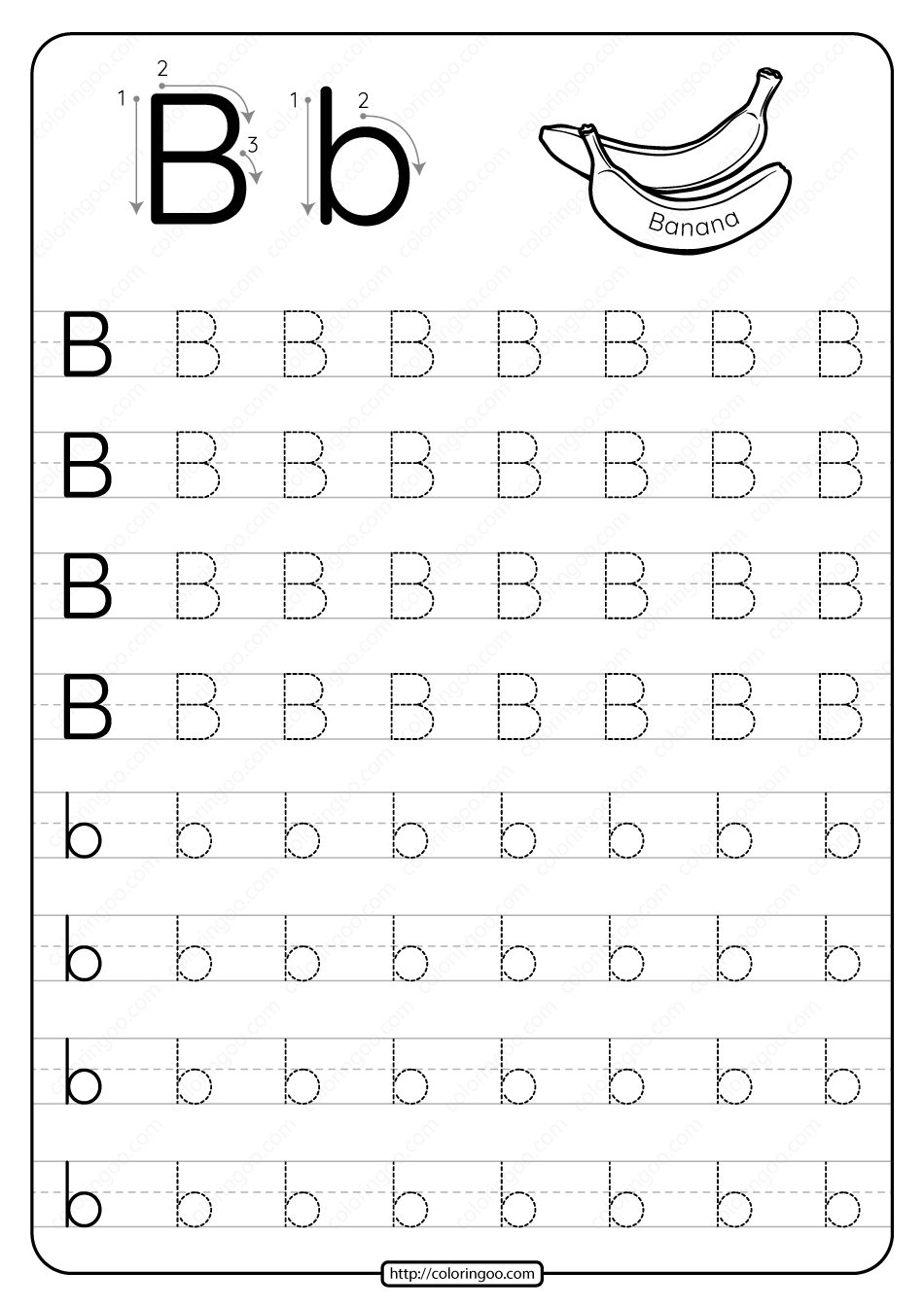 Printable Dotted Letter B Tracing Pdf Worksheet In 2021 Free Matching 