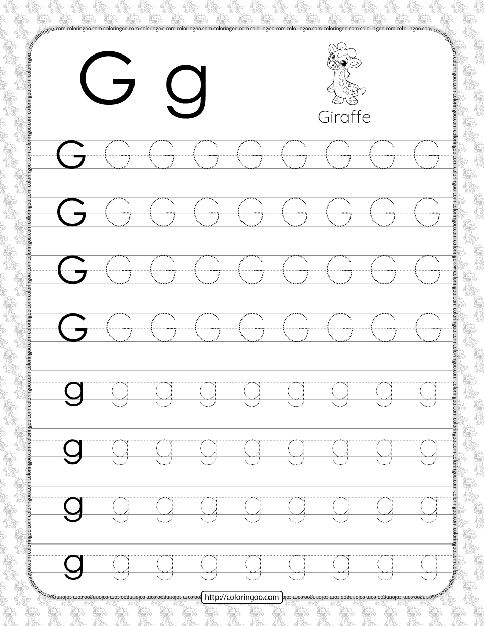 Printable Dotted Letter G Tracing Pdf Worksheet