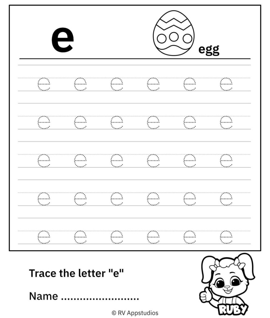 Printable Letter E Tracing Worksheet