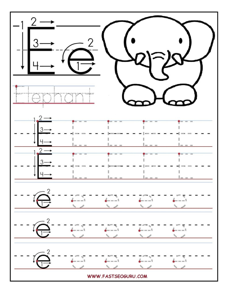 Printable Letter E Tracing Worksheets For Preschool Alphabet Tracing 