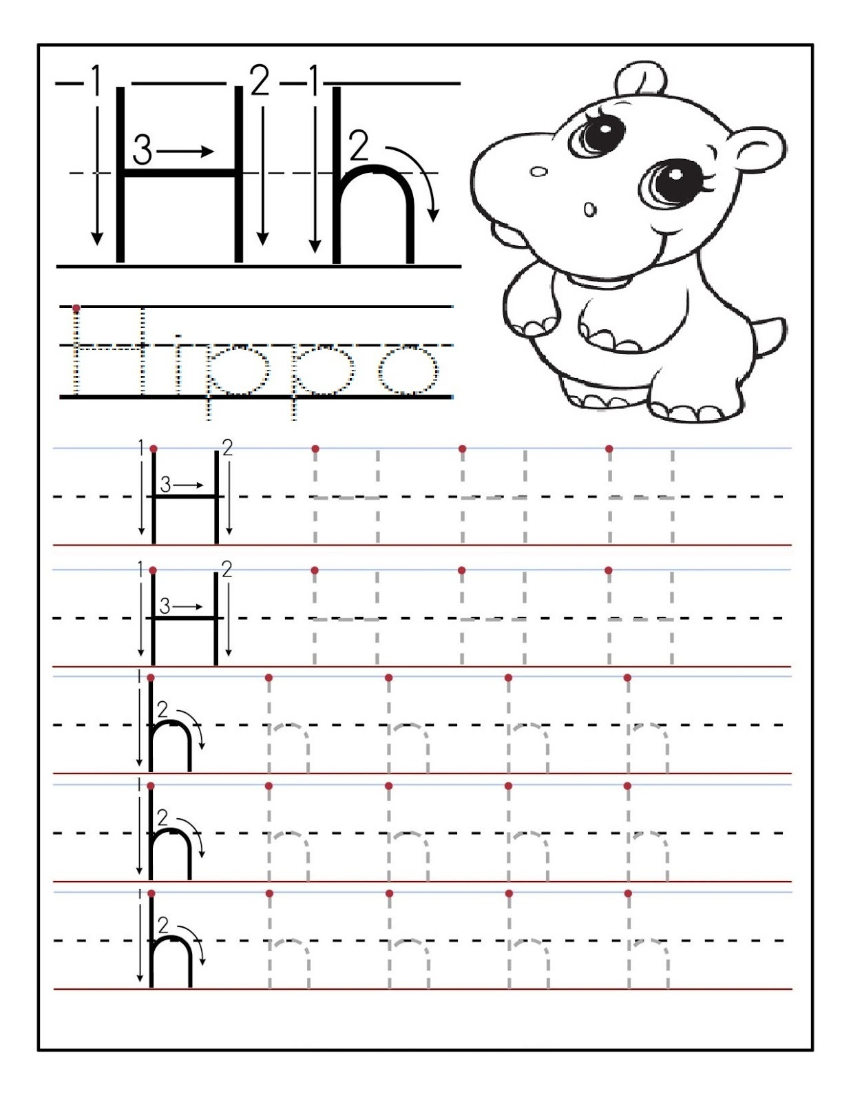 Printable Letter H Tracing Worksheets For Preschoolers Preschool Crafts