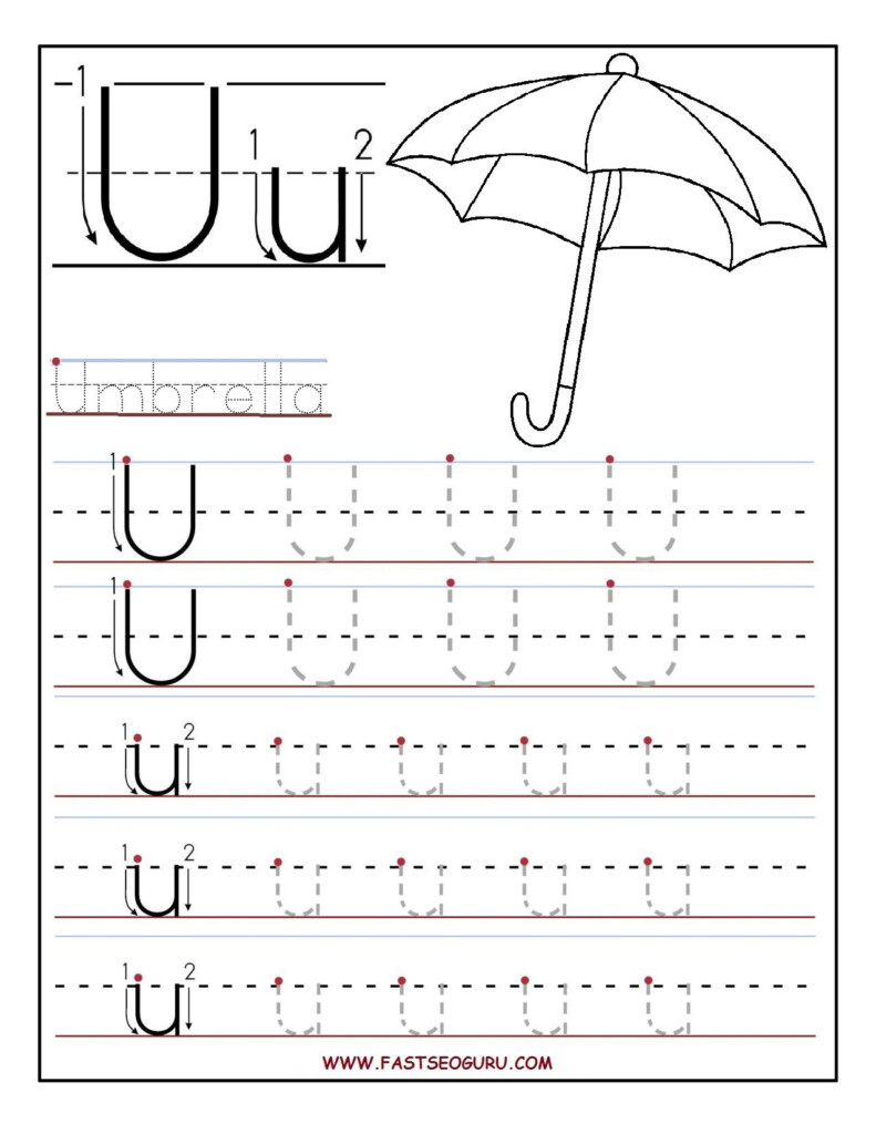 Printable Letter U Tracing Worksheets For Preschool Tracing 