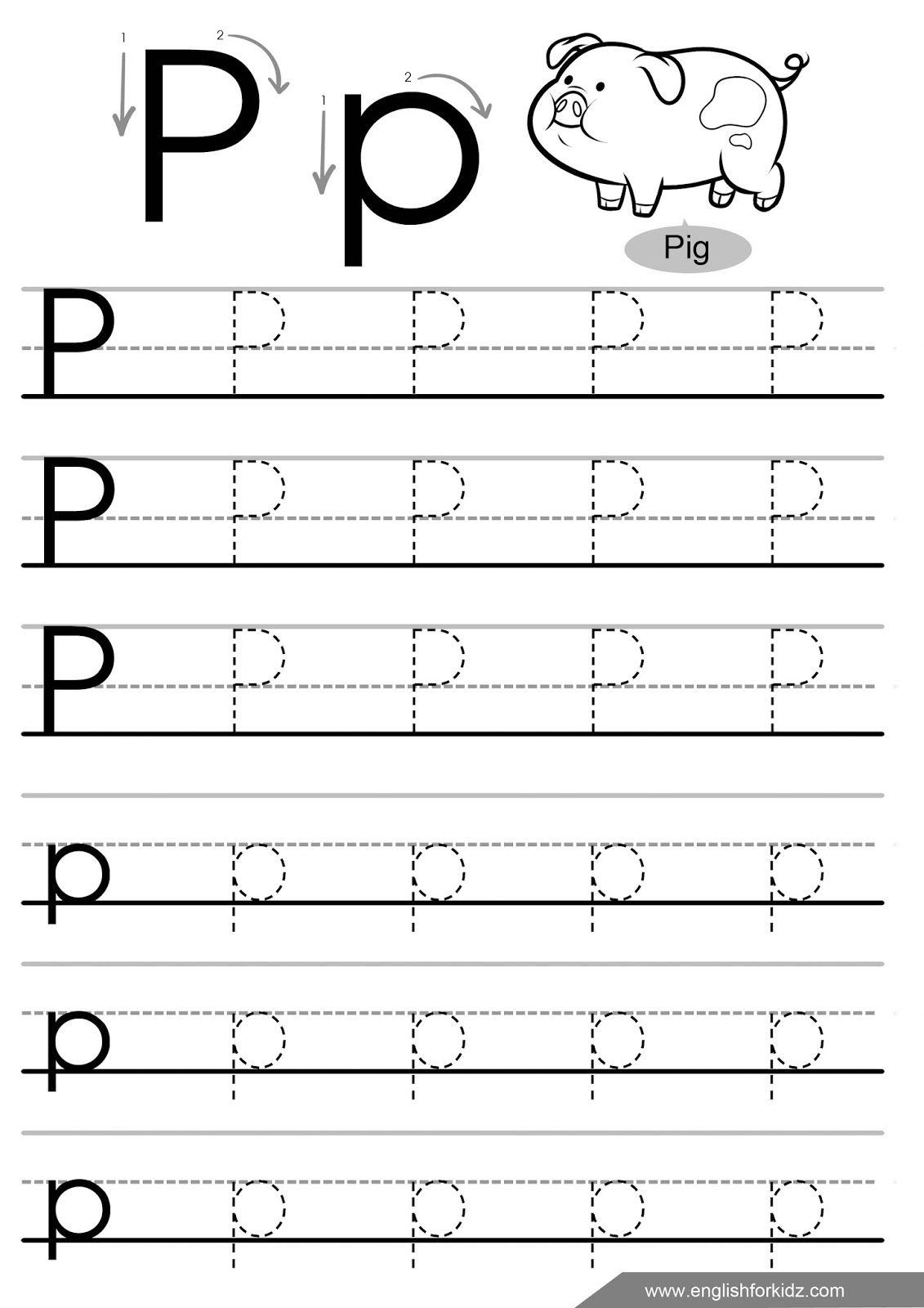 Printable Tracing Letter P Preschool Worksheets Dot To Dot Name