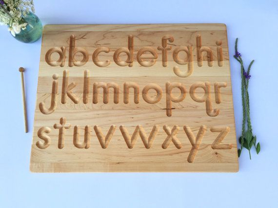 Printed Alphabet Wood Tracing Board From Jennifer Etsy Montessori 