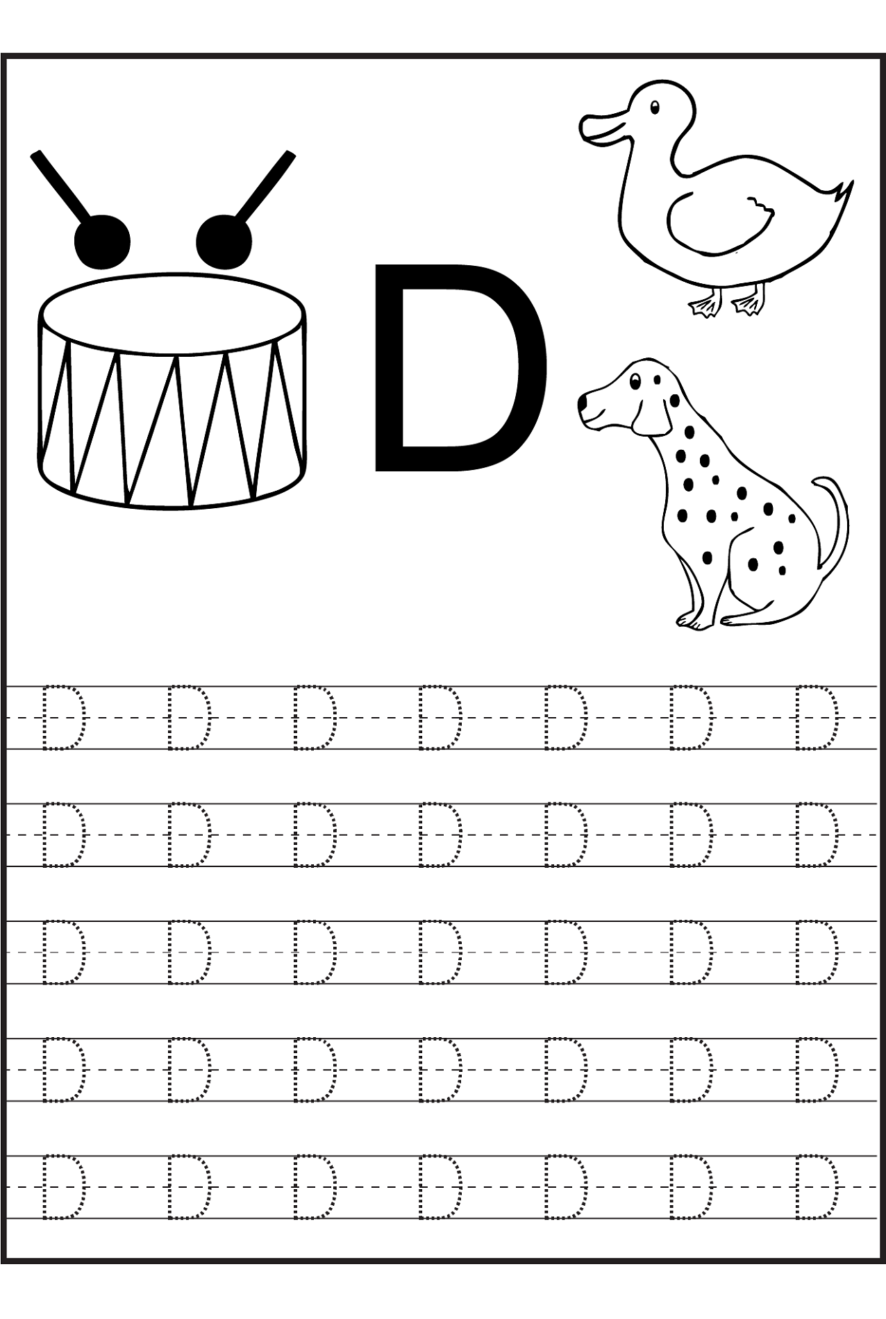 Trace Letter D Worksheets Activity Shelter Entire Cursive Alphabet 