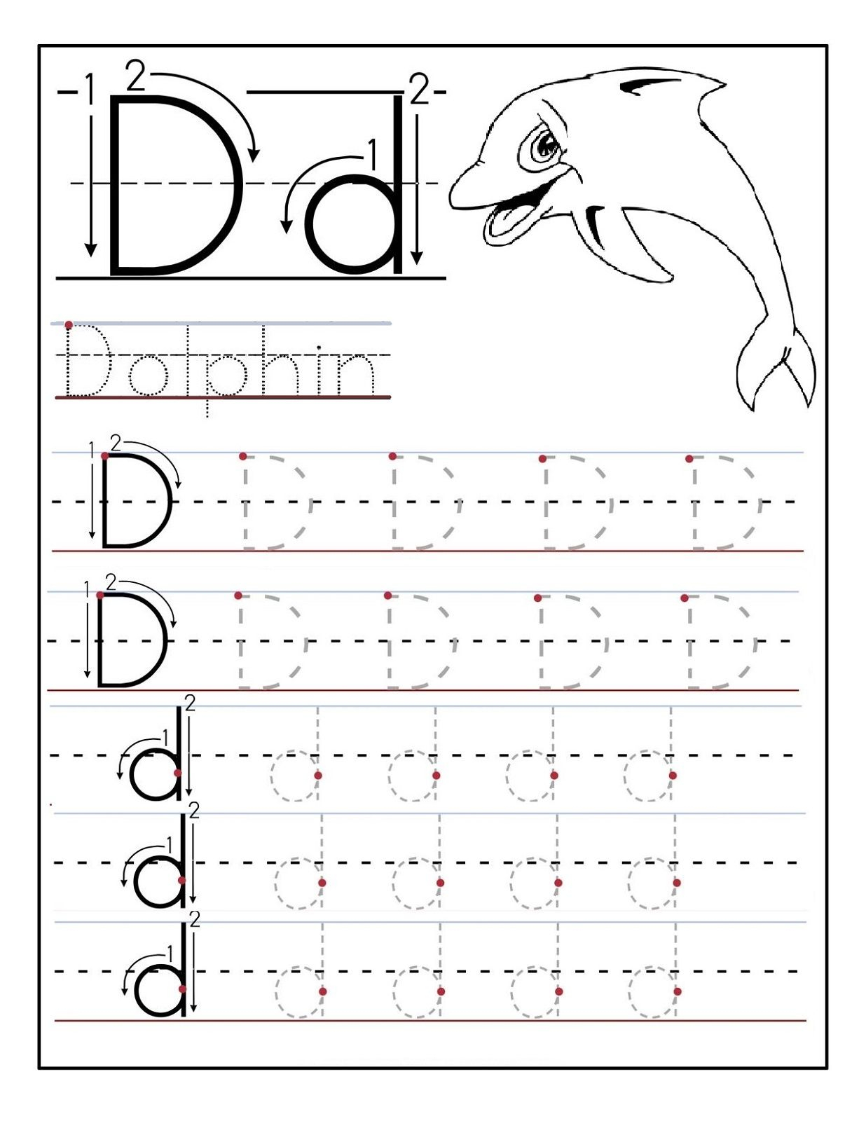 Trace Letter D Worksheets Alphabet Worksheets Free Letter Worksheets 