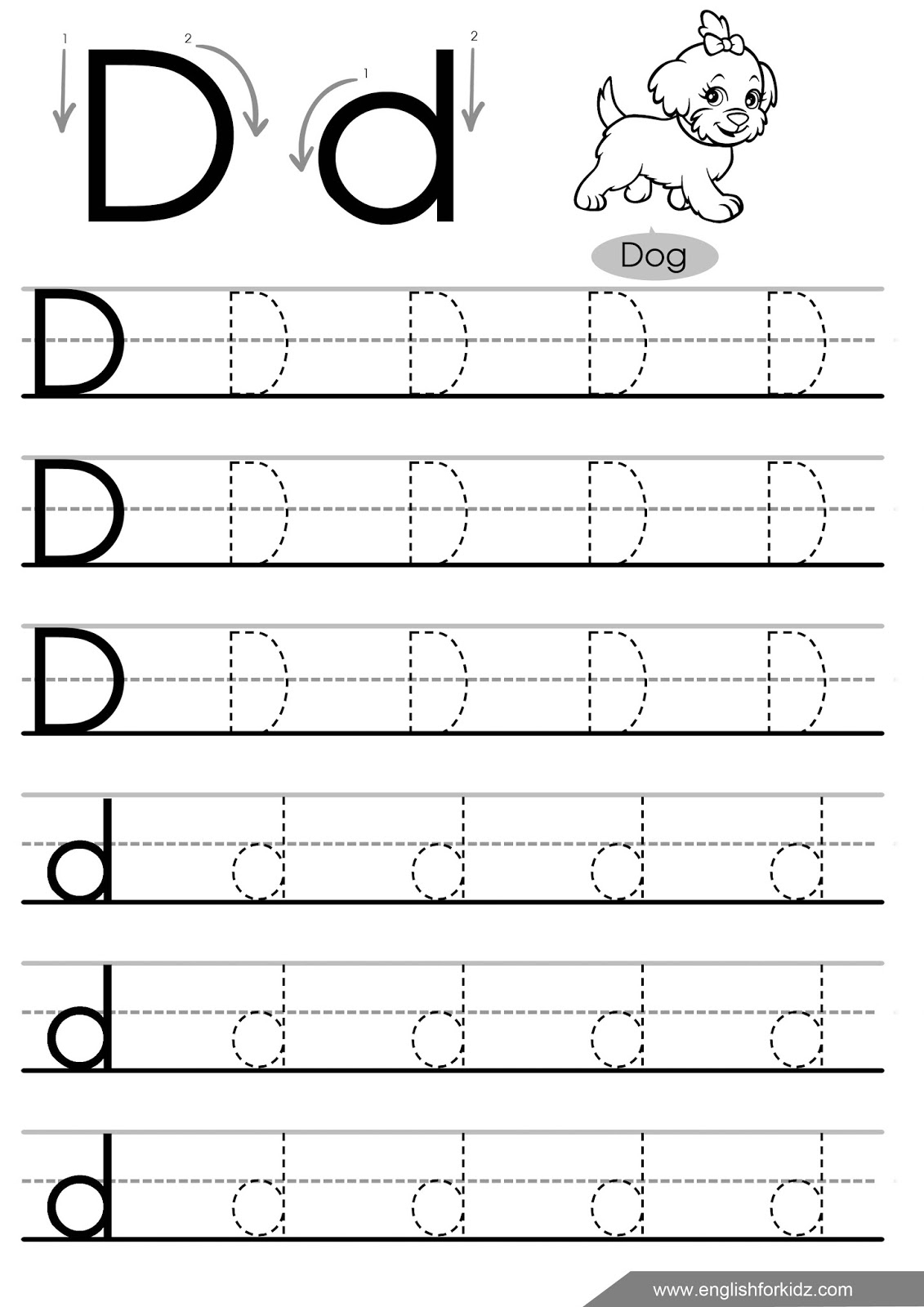 Trace Letter D Worksheets Preschool TracingLettersWorksheets