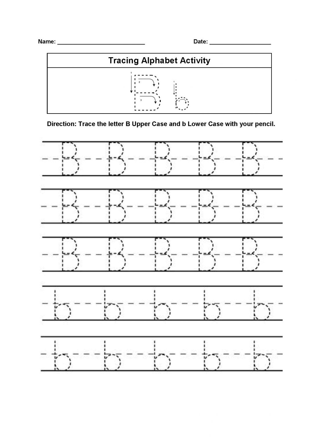 Tracing Letter B Worksheet