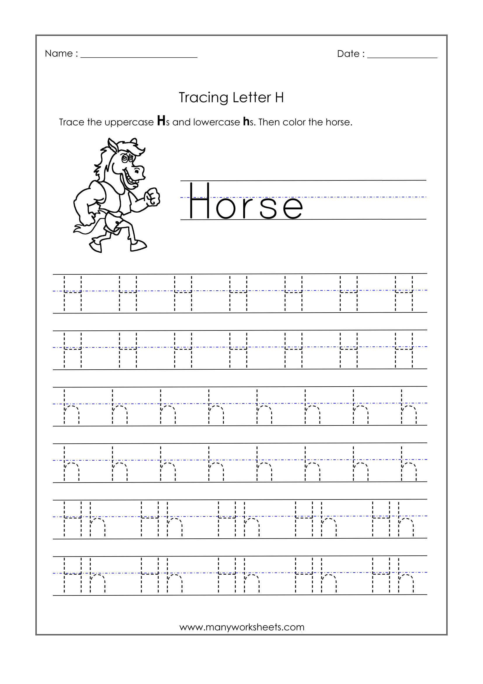 Tracing Letter H Worksheets Preschoolers Alphabet Tracing Worksheets