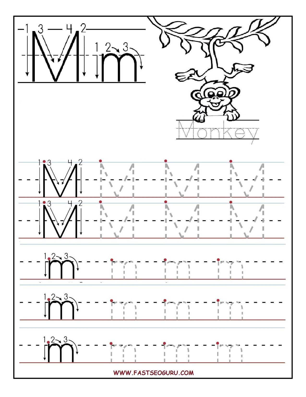 Tracing Letter M Worksheets Kindergarten TracingLettersWorksheets