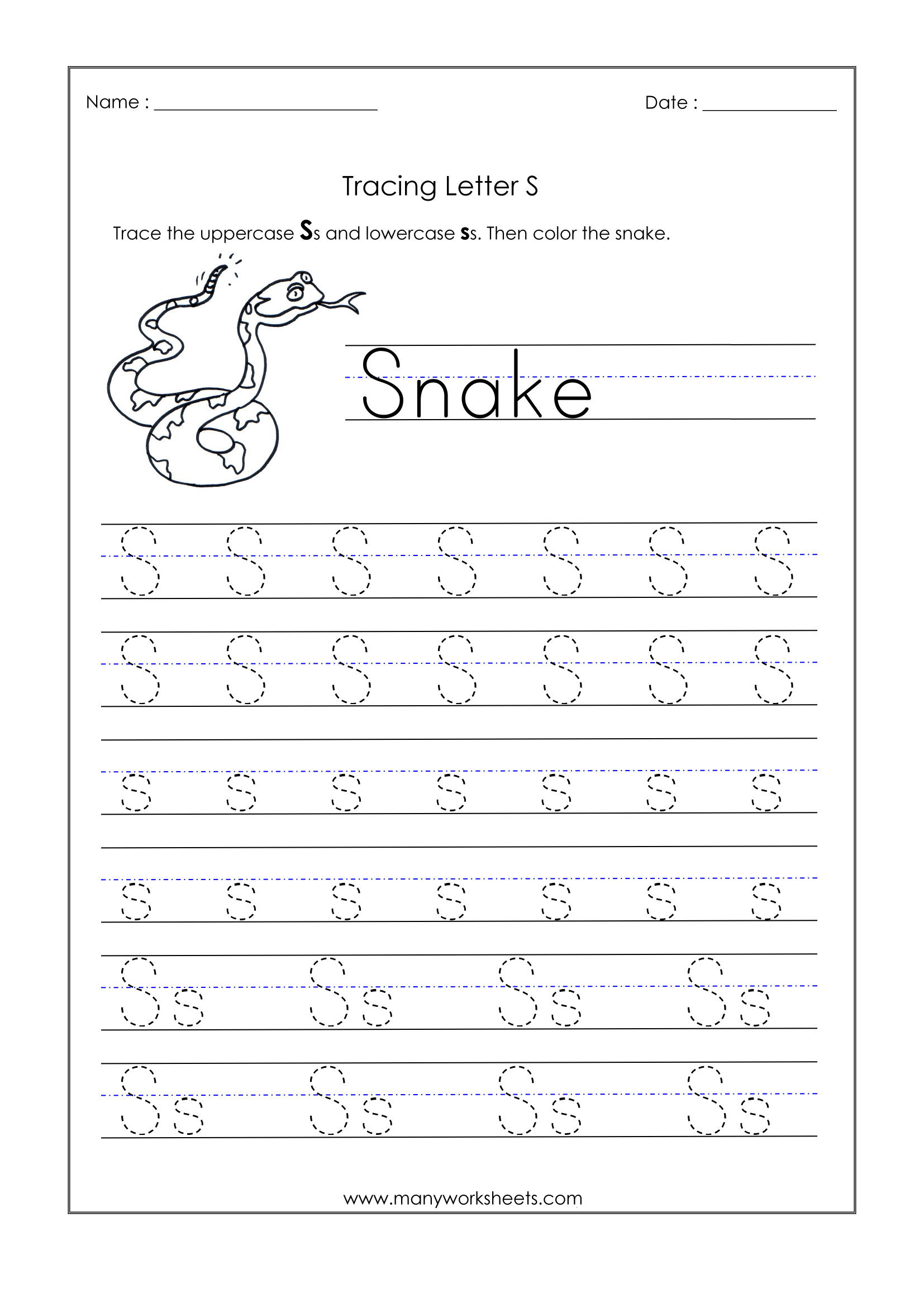 Tracing Page Of The Letter S Worksheets Name Tracing Generator Free