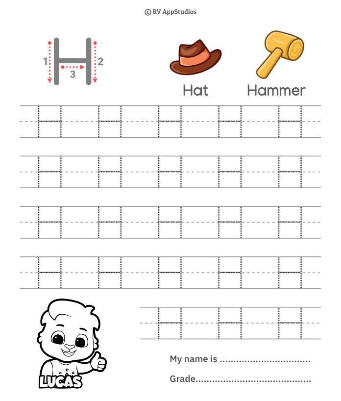 Uppercase Letter H Tracing Worksheet Doozy Moo Capital Letter H 