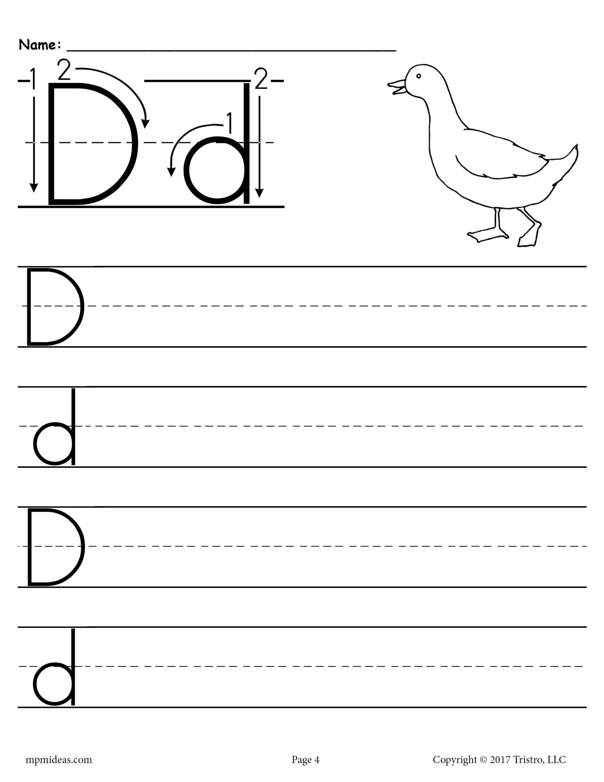 Worksheet For Kindergarten Letter D