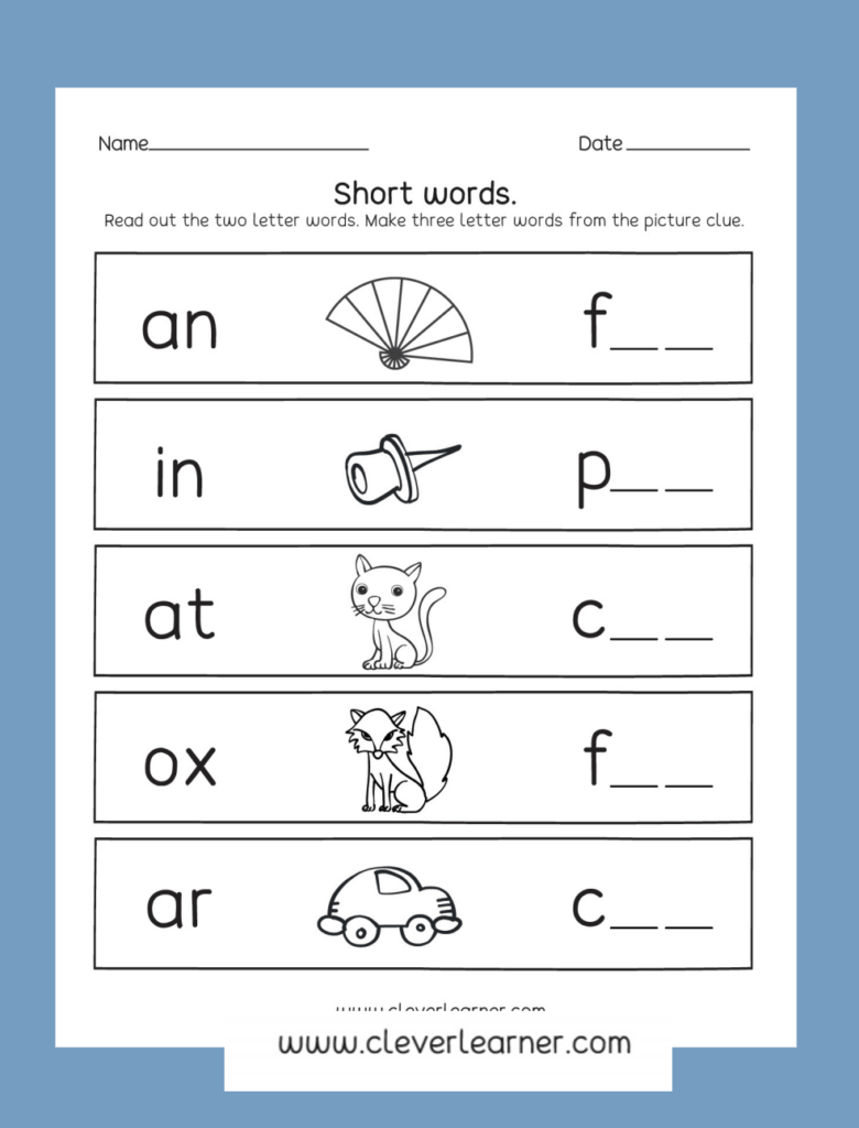 3 Letter Words For Kids Worksheets Diraletter