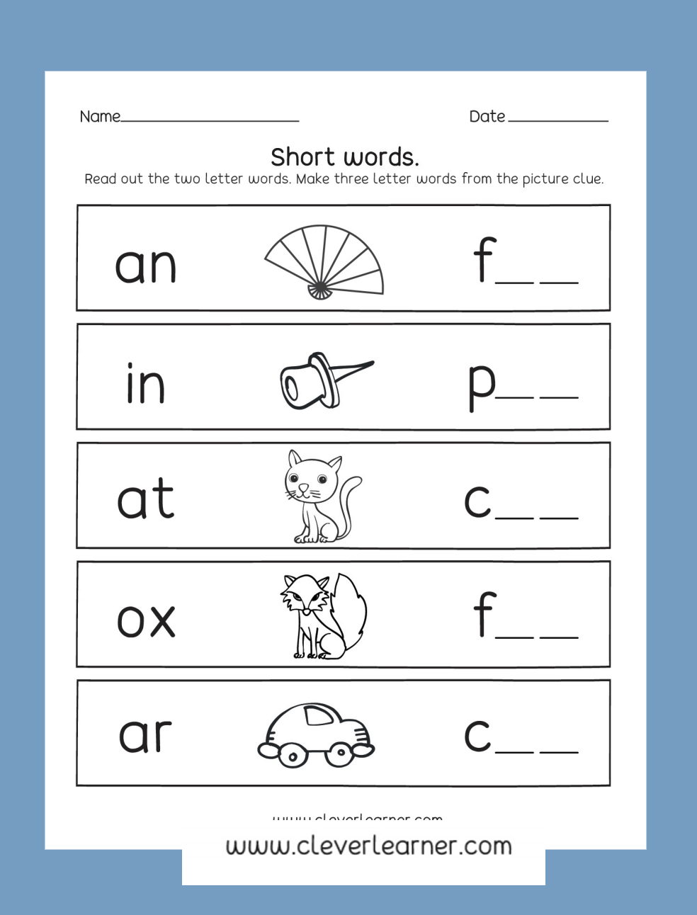 3 Letter Words For Kids Worksheets Diraletter