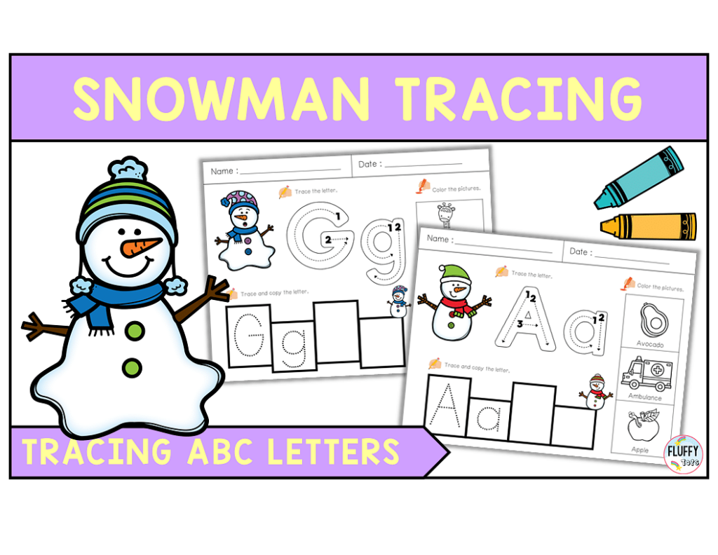 70 Pages Fun Snowman Letter Tracing Worksheets FluffyTots