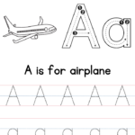 A Is For Airplane Coloring Free Letter A Tracing Worksheet PDF