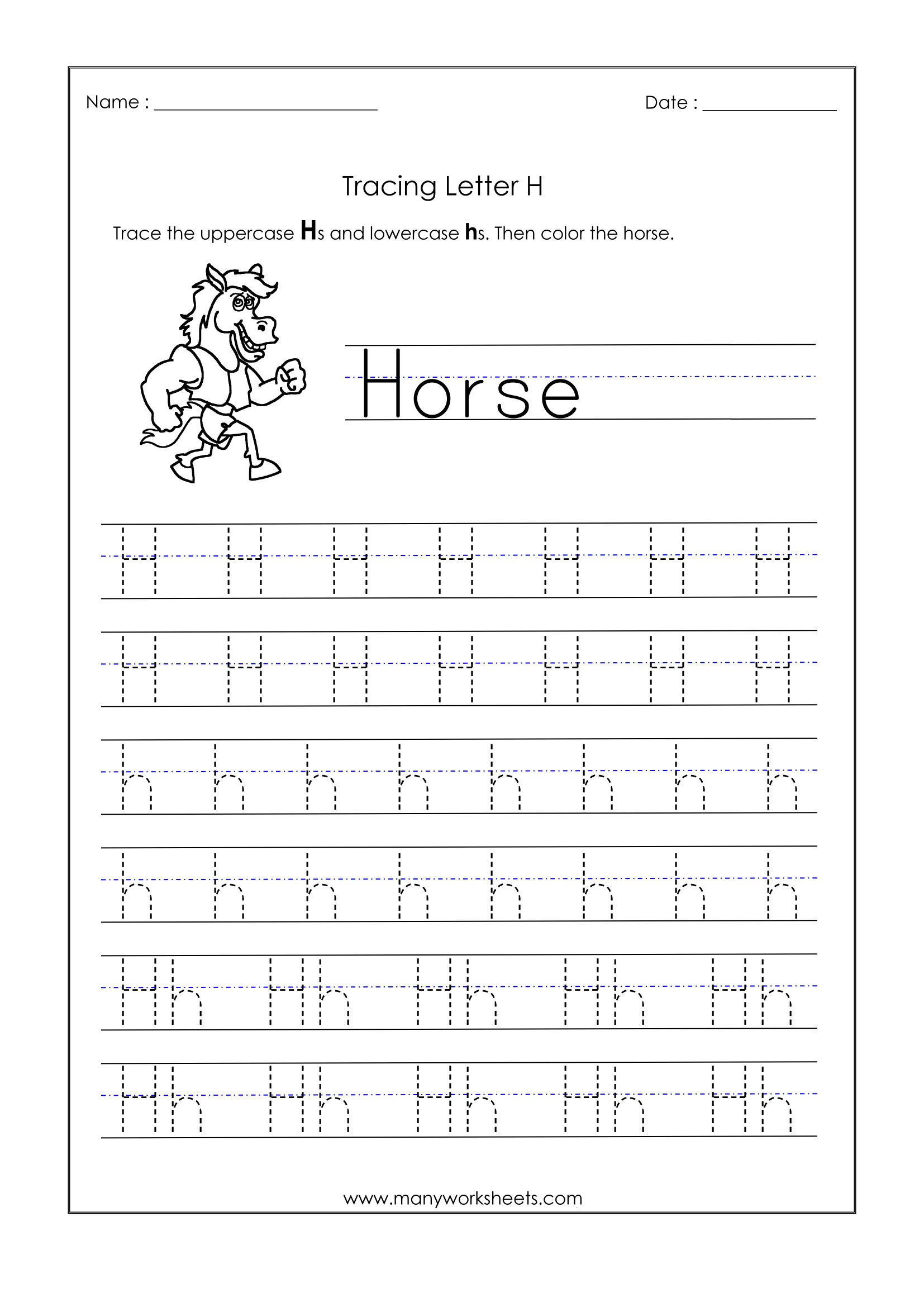 Alphabet Tracing Letter H TracingLettersWorksheets