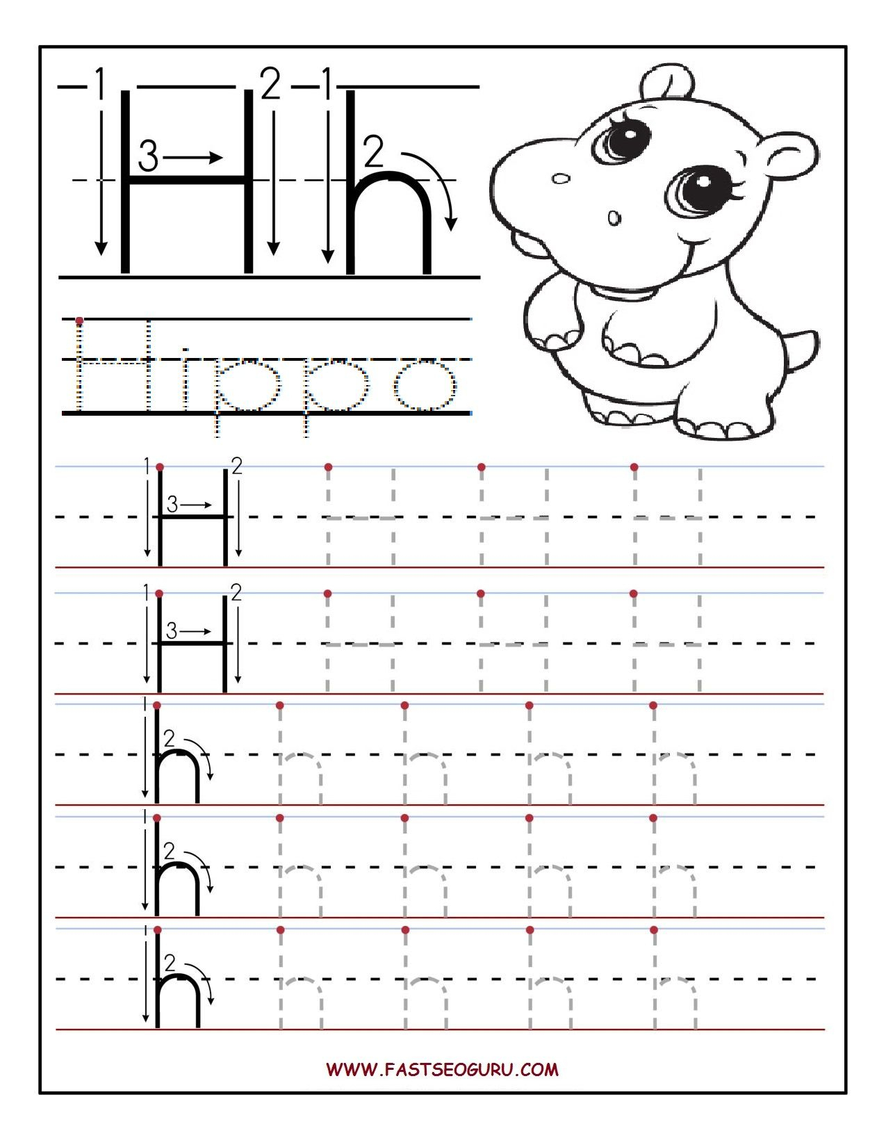 Alphabet Tracing Letter H TracingLettersWorksheets